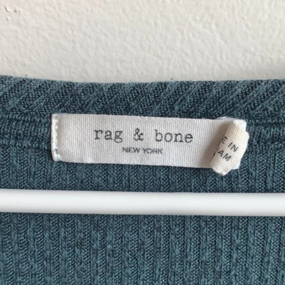 Rag & Bone Teal V-Neck Long Sleeve Shirt - Picture 4 of 8